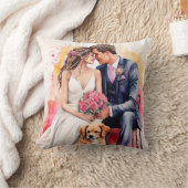 美結婚しいカップルの水色 クッション (ブランケット)