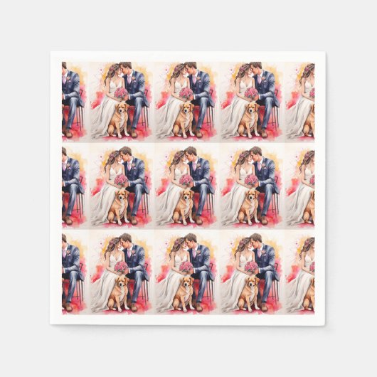 美結婚しいカップルの水色 スタンダードカクテルナプキン (正面)