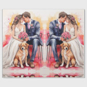 美結婚しいカップルの水色 ラッピングペーパー (フラット)