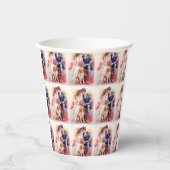 美結婚しいカップルの水色 紙コップ (正面)