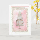 美結婚しいケーキのお祝いカード カード (黄色い花)