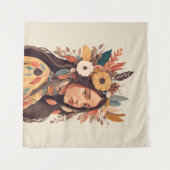 美絵を描先住民アメリカ人女性 タペストリー (正面(横))