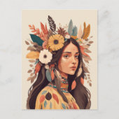美絵を描先住民アメリカ人女性 ポストカード (正面)