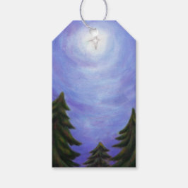 美絵画術のクリスマススター輝くの森 ギフトタグ