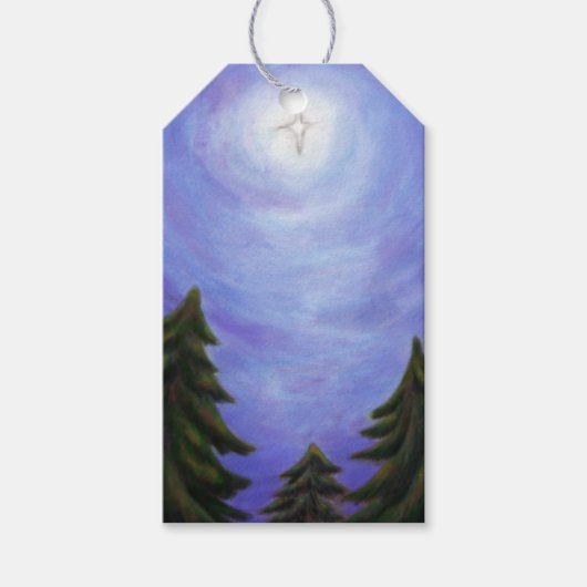 美絵画術のクリスマススター輝くの森 ギフトタグ (正面)