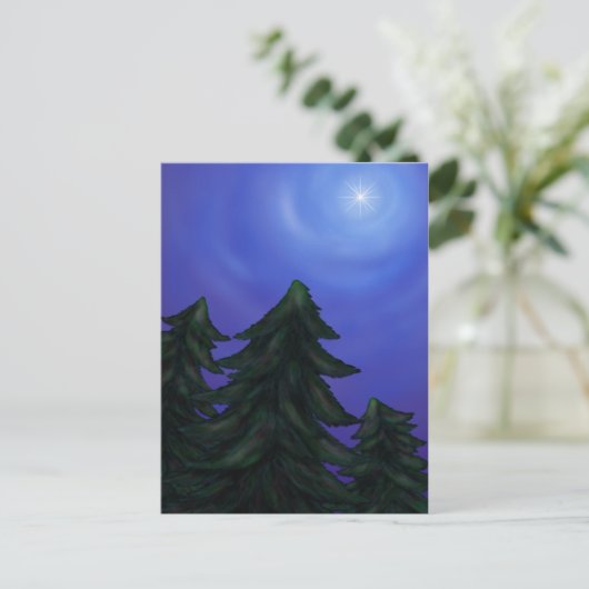 美絵画術のクリスマススター輝くの森 シーズンポストカード (スタンド正面)