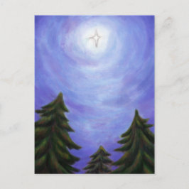 美絵画術のクリスマススター輝くの森 シーズンポストカード