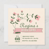 美花誕生日 招待状 (正面)