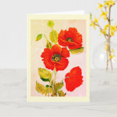 美術における赤いケシ カード (黄色い花)