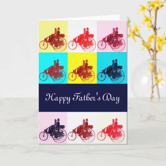 美術の父の日ポップ・アートのを迎えるヴィンテージカー カード (黄色い花)