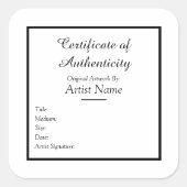 美術の真偽証書 スクエアシール (正面)