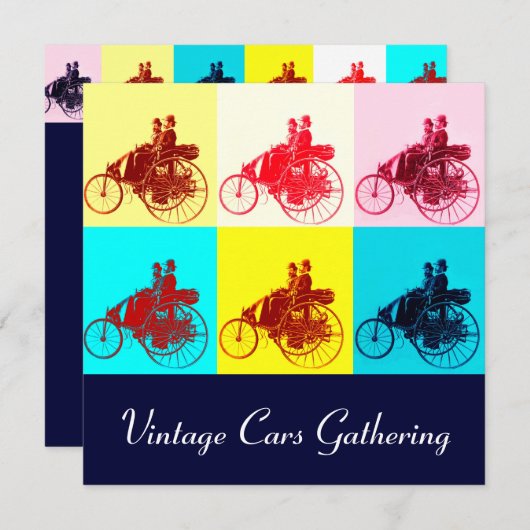 美術を集めた六景ポップ・アートの車 招待状 (正面/裏面)