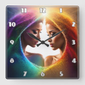 美術カラフルにおける双対性と調和の表現 スクエア壁時計 (正面)