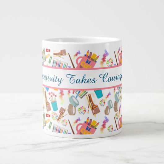 美術カラフル用品クリエイティブパターン ジャンボコーヒーマグカップ (正面)