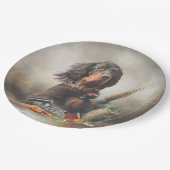 美術キジとゴードン・セッター ペーパープレート (アングル)