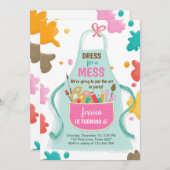 美術パーティー誕生日絵を描招待状の工芸パーティー 招待状 (正面/裏面)