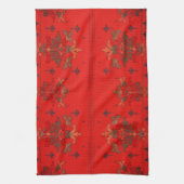 美術ビクトリアン工芸繊維芸術レッドグリーン キッチンタオル (縦)
