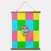 美術ポップ・アートのかわいい猫ボバ茶、ラーメン、工芸品 吊り下げ型タペストリー (正面2)