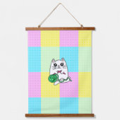 美術ポップ・アートのかわいい猫ボバ茶、ラーメン、工芸品 吊り下げ型タペストリー (正面3)