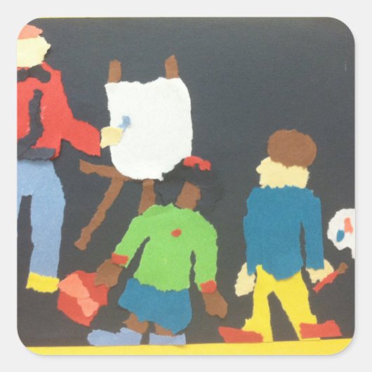 美術学生紙コラージシール スクエアシール (正面)