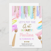 美術少女誕生日の招待、アートパーティー招待状。～に 招待状 (正面/裏面)