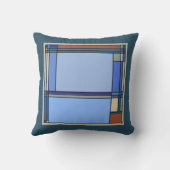 美術工芸品幾何学模様(青とティール(緑がかった色)) クッション (裏面)