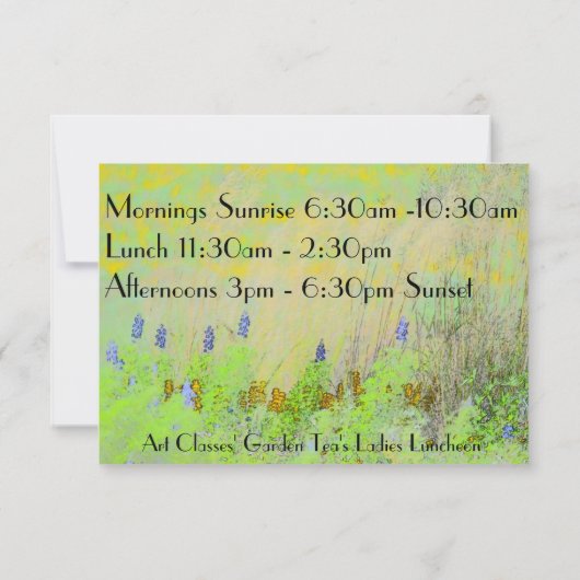 美術教室の女性昼食会の庭の茶 招待状 (裏面)