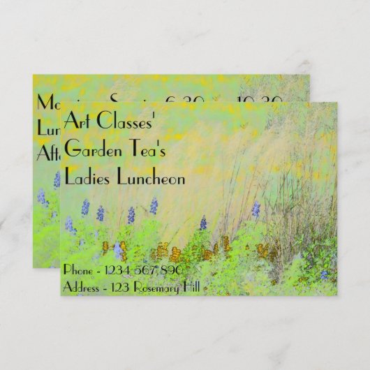 美術教室の女性昼食会の庭の茶 招待状 (正面/裏面)