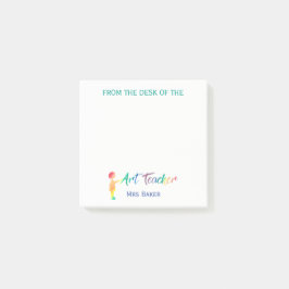 美術教師のパーソナライズな虹の机から ポストイット