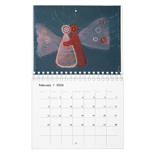 美術絵画抽象芸術装飾暦 カレンダー (2月 2026)