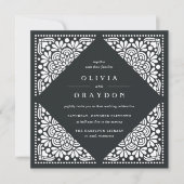 美術館広場 ウェディング 招待状 | チャコール (正面)