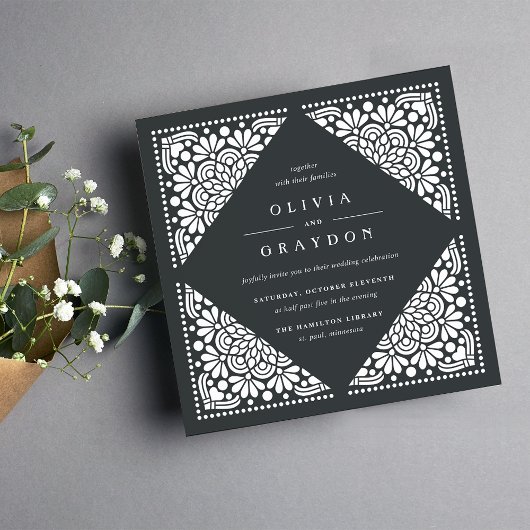 美術館広場 ウェディング 招待状 | チャコール