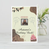 美観の茶色のモダンなミニマリスト誕生日 招待状 (スタンド正面)