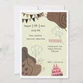 美観の茶色のモダンなミニマリスト誕生日 招待状 (裏面)