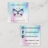 美観 ホログラフィック エレガント バタフライ モダン スクエア名刺 (正面/裏面)