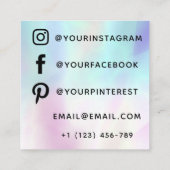 美観 ホログラフィック エレガント バタフライ モダン スクエア名刺 (裏面)