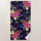 美観 花柄 シャワーカーテン ビーチタオル (正面)