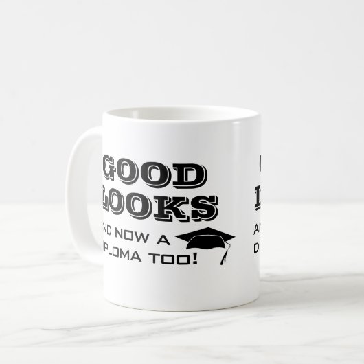 美貌と卒業証書もおもしろい卒業 コーヒーマグカップ (正面左)