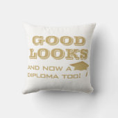 美貌と卒業証書をおもしろい卒業 クッション (裏面)
