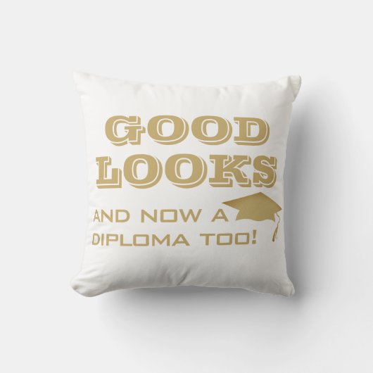 美貌と卒業証書をおもしろい卒業 クッション (正面)