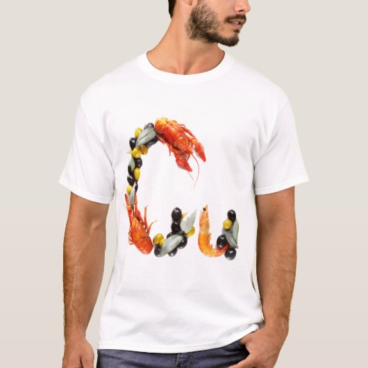 美食のアルファベット: Cは甲殻類のC Tシャツ (正面)