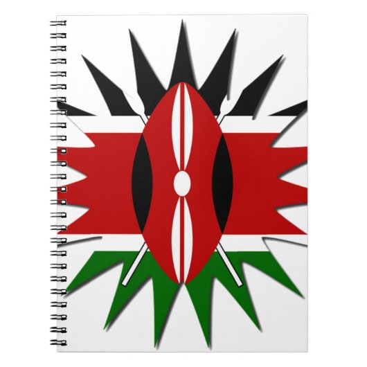 美鮮やかしいケニア国旗のパターン：18つ星の芸術 ノートブック (正面)