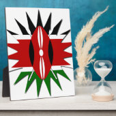 美鮮やかしいケニア国旗のパターン：18つ星の芸術 フォトプラーク (側面)