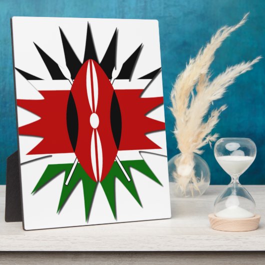 美鮮やかしいケニア国旗のパターン：18つ星の芸術 フォトプラーク (側面)