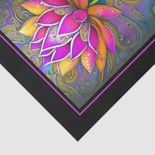 美鮮やかしいピンク華美がかったオレンジ色の蓮 薄葉紙 (詳細)