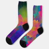 美鮮やか数々の紫の黄色明るい赤紫色 ソックス (左)