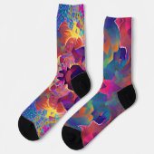 美鮮やか数々の紫の黄色明るい赤紫色 ソックス (左)