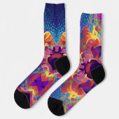 美鮮やか数々の紫の黄色明るい赤紫色 ソックス (左)