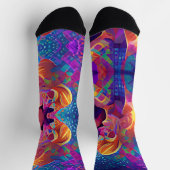 美鮮やか数々の紫の黄色明るい赤紫色 ソックス (上部)