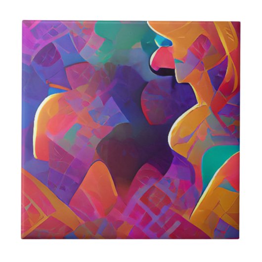 美鮮やか数々の紫の黄色明るい赤紫色 タイル (正面)